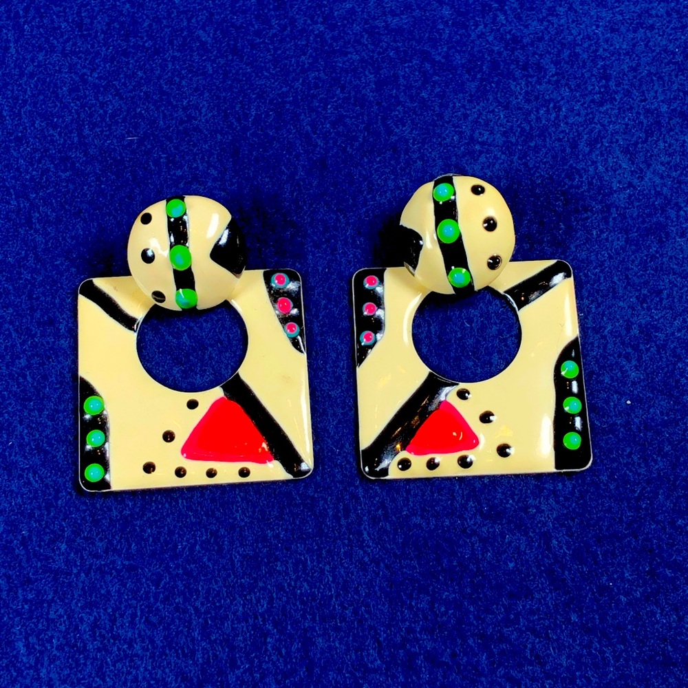 Retro enamel earrings